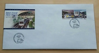 1997 Malaysia LRT Light Rail Transit Booklet 2v Stamp Private FDC (Melaka) Lot B - Image 1 of 2