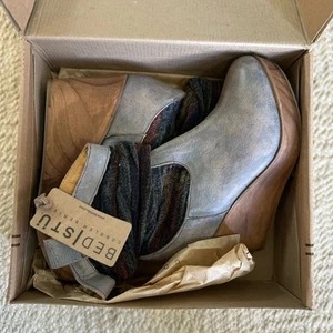Bed|Stü Cobbler Series Bruges Slouchy Wedge Boots Gray Distressed Leather Sz 10 - Picture 1 of 12