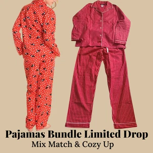 ❤️ Red Hot Duo – Two-Piece Flannel Cotton Pajama Bundle Limited Drop (Lot of 2) - Picture 1 of 8
