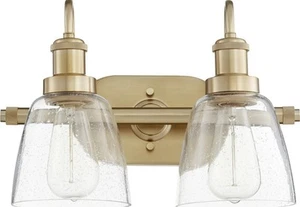 NEW Quorum International 508-2 Brass 2-Light 17-3/4"W Bathroom Vanity Light - Picture 1 of 2