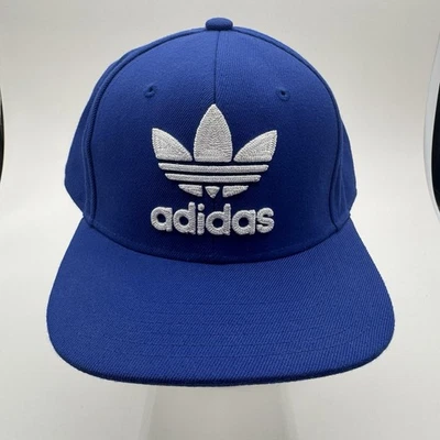 Adidas Trefoil Chain Stitch Needle Blue Gray UV Wool Snapback Hat Retro GUC - Image 1 of 4