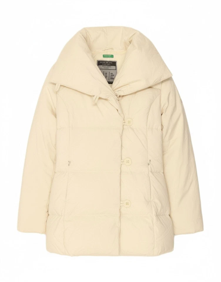 Chaqueta acolchada para mujer Benetton UK 14 mediana blanca poliéster AC10 Foto 1 de 4