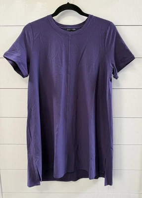 Eileen Fisher Womens Tunic Top Size Large Purple Capsule Minimalist Short Sleeve - Image 1 of 4