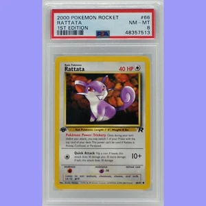 Pokémon 1a Edición Rattata 66/82 Team Rocket PSA 8 Casi Nuevo/Como Nuevo - Imagen 1 de 4