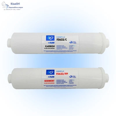 KIT FILTRI IN LINEA KEMFLO 12" DIAMETRO 63 MM CARBONE E SEDIMENTI ATTACCHI 1/4"