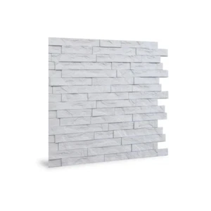 24x24 Ledge Stone PVC Seamless 3D Wall Home Decor Panels in White 9-piece - Picture 1 of 12
