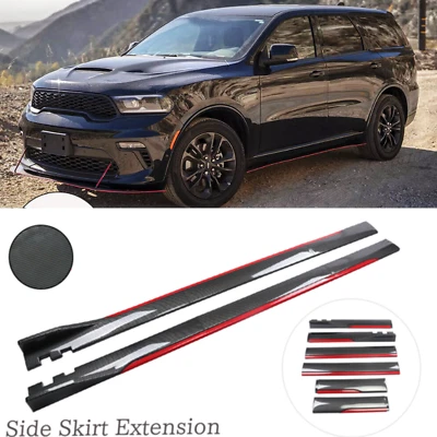 For Dodge Durango R Carbon Fiber + Red  Look Side Skirt Extension Spoiler R - Imagem 1 de 4