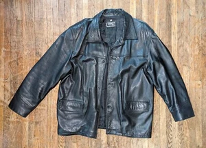 VTG Versace Classic V2 Leather Coat Size XL FLAWS READ No Buttons - Picture 1 of 9