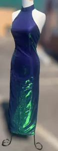 VTG Y2K Prom Gown Mermaid Iridescent Maxi dress Fairycore Whimsy Goth Size 5/6 - Picture 1 of 23