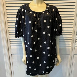 Women's AVA & VIV Top Size 4X Black Polka Dot - Picture 1 of 9