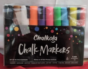 Bolígrafos de tiza para pizarras, paquete de 10 marcadores de colores neón, (embalaje dañado) - Imagen 1 de 2