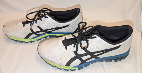 Scarpe da corsa uomo Asics Gel Quantum 180 1021A104 bianco giallo di sicurezza taglia 11 5