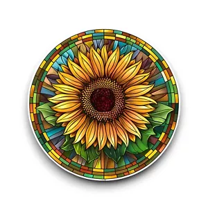 GROSSE Sonnenblume Buntglas Fenster Design Deckend Vinyl Aufkleber Aufkleber - Bild 1 von 1