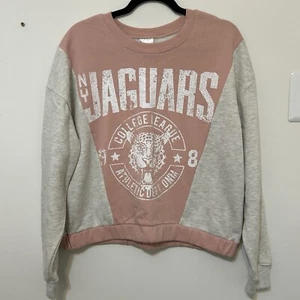 Zoe + Liv Graphic Sweatshirt Size XL Grey Pink NY Jaguars College League - Picture 1 of 7