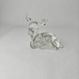 Vintage Fenton Clear Glass Fawn Deer laying Down 3.5" Peaceful Calm Classic  - Picture 1 of 11