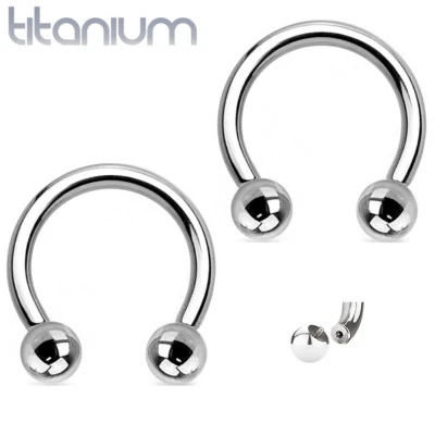 2 Pc Internal Threaded Implant Titanium Horseshoe Nose Lip Tragus Septum Ring  - Image 1 of 4