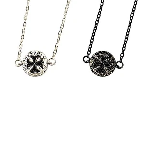 Handmade Dainty Cross Necklace Choker Pave CZ Silver Black Gunmetal Adjustable - Picture 1 of 7