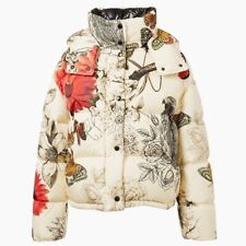 Chaqueta tampón de plumón MONCLER CAILLE estampado floral mariposa abrigo con capucha 2 M