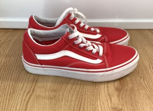 Vans 721356 Old Skool RACING RED/TRUE WHITE sneakers size 6.5  - Picture 1 of 4