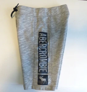 Abercrombie Gray Heather Boys Soft Sweat-shorts Drawstring Large Logo - Picture 1 of 5