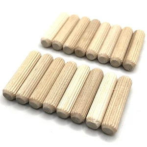 8 x 35mm Wooden Dowels - Fluted Birch Wood - Kiln Dried (Pack of 16) - Picture 1 of 2