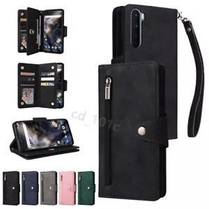 For Oneplus Nord N100 N200 N10 5G Zip Wallet Case Leather Card Flip Phone Cover - Picture 1 of 15