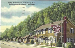 GATLINBURG, TENN. POSTKARTE Rocky Waters Court und Esszimmer - Bild 1 von 2