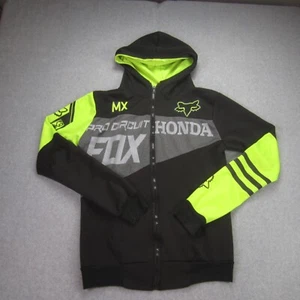Honda Fox Racing Jacket Mens M Neon Green Black Full Zip Pro Circuit Hooded - Picture 1 of 21