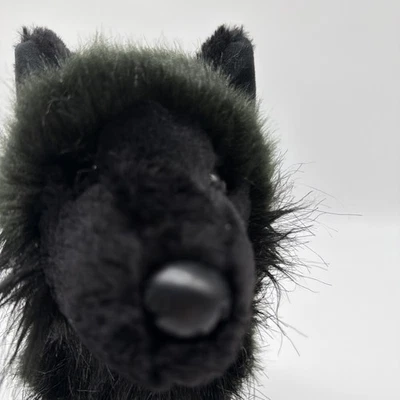 Vilkas 11" Black Wolf Douglas Cuddle Toy Sitting Plush Stuffed Animal - Image 1 of 4