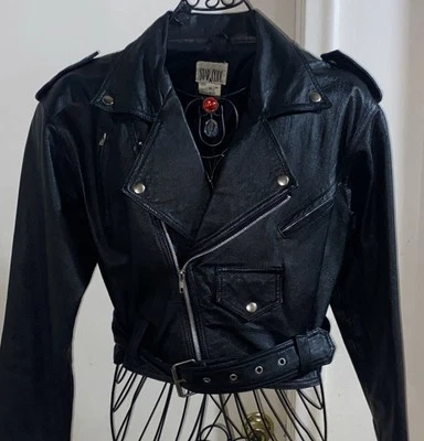 Vintage Star Cody Cropped Leather Moto Jacket Women's Size M ~Retro Rocker~Biker - Image 1 of 4