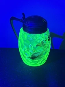 uranium vaseline stein syrup dispenser sugar creamer painted - Picture 1 of 7