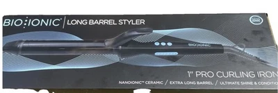 Bio Ionic Long Barrel Styler 1" Curling Iron - Black NEW - Image 1 of 3