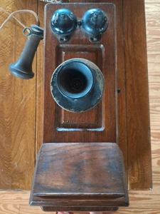 Kellogg Chicago Wood Antique Oak Crank Wall Phone Early 1900s Vintage - Original - Bild 1 von 7