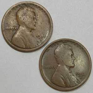 1911-D 1913-D Lincoln Wheat Cent Set (Lot#3) - Picture 1 of 2