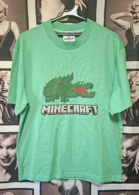 Lacoste x Minecraft T-Shirt Medium Mint Green Pixel Crocodile Logo Tee Unisex - Bild 1 von 4