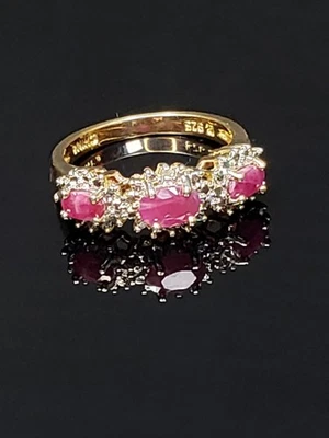 Anillo Ross Simons Oro Sobre Plata Esterlina Laboratorio Zafiro Rosa Talla 7 Foto 1 de 4