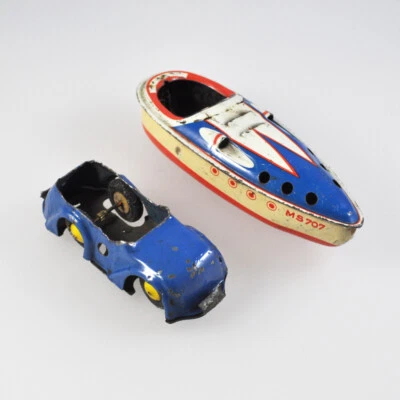 Tin Toy - Boat & Car - Michael Seidel - Pop - u. S. Zone Germany - Image 1 of 4