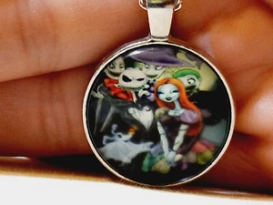 Collar Pesadilla Antes de Navidad Halloween Jack Sally Plata 16"-18" Cadena - Imagen 1 de 12