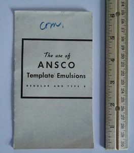 Ansco Template Emulsions Regular & Type X Directions Booklet Vintage Original - Picture 1 of 2