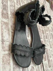 Bali ELF Midsummer Leather Sandals New Size 7.5 Black Hand Made Flats Strappy - Picture 1 of 12