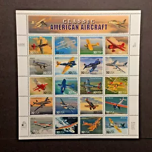 SFSTAMPS US Scott 3142 AEREI CLASSICI AMERICANI Foglio di 20 francobolli 32c MNH 1997 - Foto 1 di 1