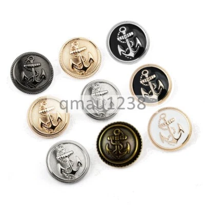 6PCS ANTIQUE 15MM-28MM METAL SHANK BUTTONS ANCHOR ROUND COAT BAG SEWING CRAFTS - Image 1 of 4
