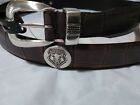 Men's Brown Leather Belt With University Of New Mexico Lobos Conchos Size 44 R+