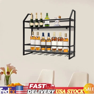 Estante de almacenamiento de copas de vino montado en la pared Soporte para botellas Bar Estante para vino NUEVO Foto 1 de 4