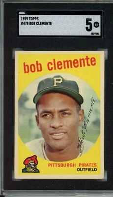 1959 Topps #478 Roberto Clemente SGC 5 excelente centrado Piratas de Pittsburgh Foto 1 de 2