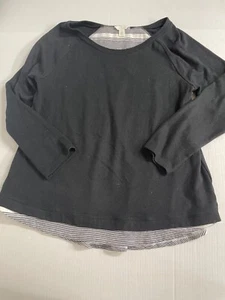 Caslon Sweater size L Long Sleeve Black fun back button down detail cotton blend - Picture 1 of 12