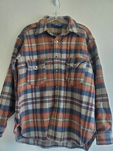 Vintage Pendleton Shirt Jacket Plaid USA Virgin Wool Size Large - Picture 1 of 13
