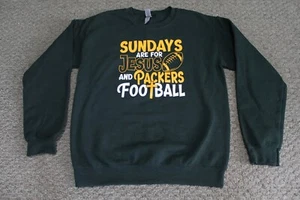 Sundays Are For Jesus and Packers Football Green Crewneck Sweatshirt size Small - Picture 1 of 5
