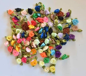 100 Mixed Colors Satin Rosettes / Artificial Rose-like flowers - Picture 1 of 7