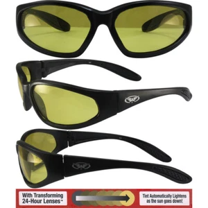 HERCULES 24 TRANSITION Photochromic MOTORCYCLE GLASSES YELLOW TO SMOKE - Picture 1 of 4